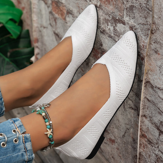 Damen elegante Ballerinas mit atmungsaktivem Strickdesign EB