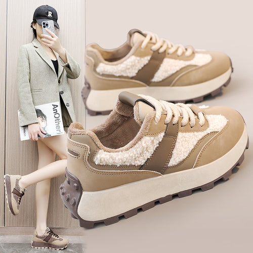 Damen Sportliche Sneakers mit Warmfutter und rutschfester Laufsohle EB