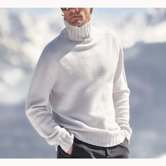 Herren Rollkragenpullover aus hochwertiger Wolle mit strukturierten Details EB