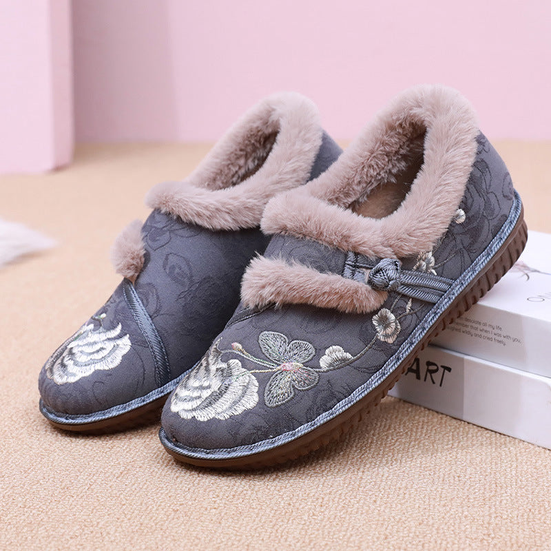 Damen Kuschelige und dekorative Hausschuhe mit floralem Design EB