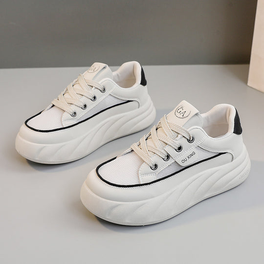 Damen modische Sneakers mit hochgezogenem Sohlenprofil und atmungsaktiven Mesh-Einsätzen EB