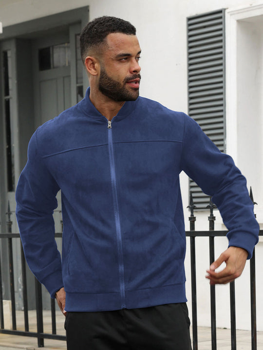 Herren modische Jacke im sportlichen Suede-Look EB