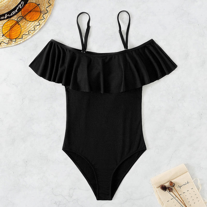 Damen Einteiliger Badeanzug mit elegantem Rüschendetail EB