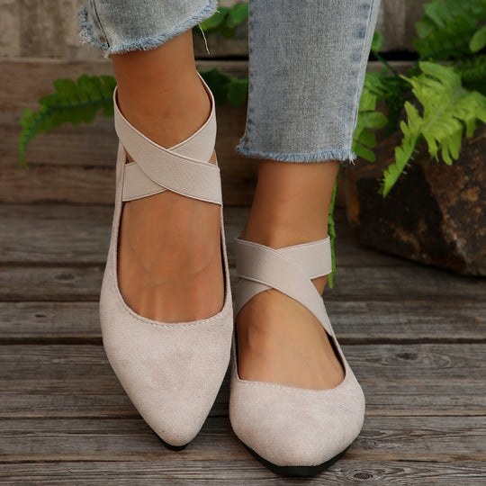 Damen elegante Ballerinas mit modischem Riemendesign EB