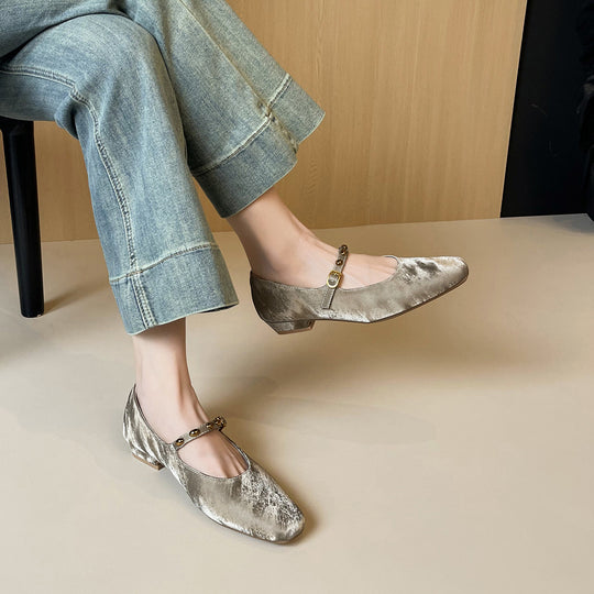 Damen Ballerinas mit edler Schnallenverzierung und luxuriösem Samtoberteil EB