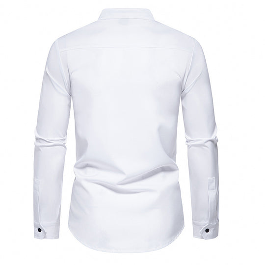 Herren modisches Hemd mit asymmetrischem Knopfdesign und elegantem Stehkragen EB