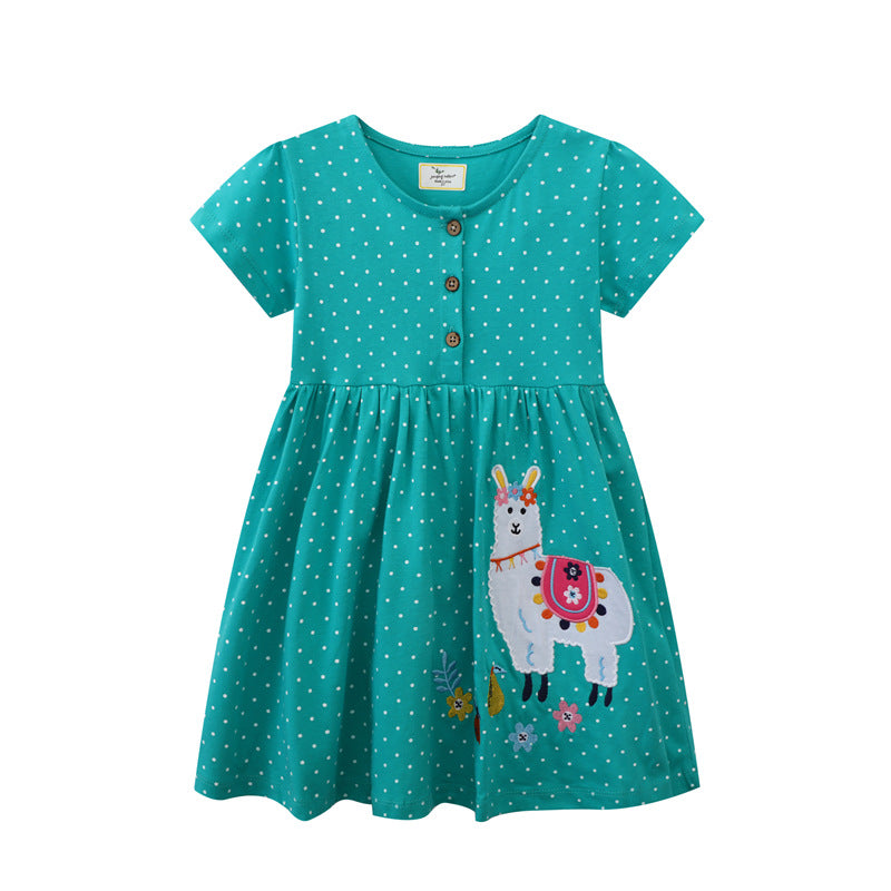 Mädchen Freizeitkleid mit knopfverzierter Brust EB
