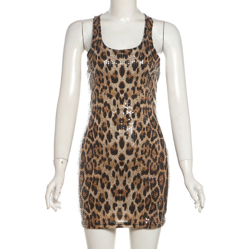 Damen Glitzerndes Tiermuster-Kleid EB