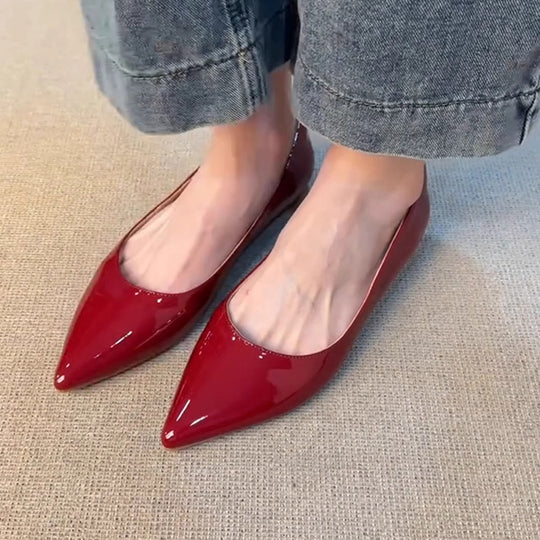 Damen spitze Ballerinas mit elegantem Glanz und verziertem Rand EB