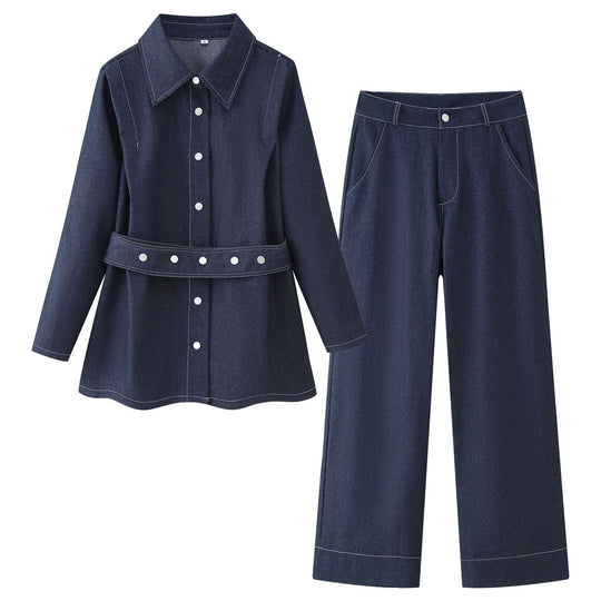 Damen Denim-Oberhemd mit taillierten Knöpfen und modischem Schnitt EB