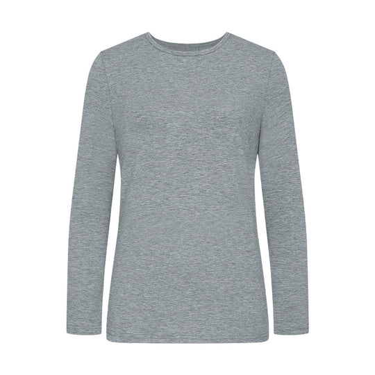 Damen Langarm-T-Shirt aus hochwertiger Baumwolle mit Rundhalsausschnitt EB