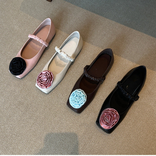 Damen Ballerina-Schuhe mit floralem Design und elegantem Riemen EB