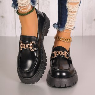 Damen Mokassins mit trendigem Kettenakzent und robustem Plateau EB