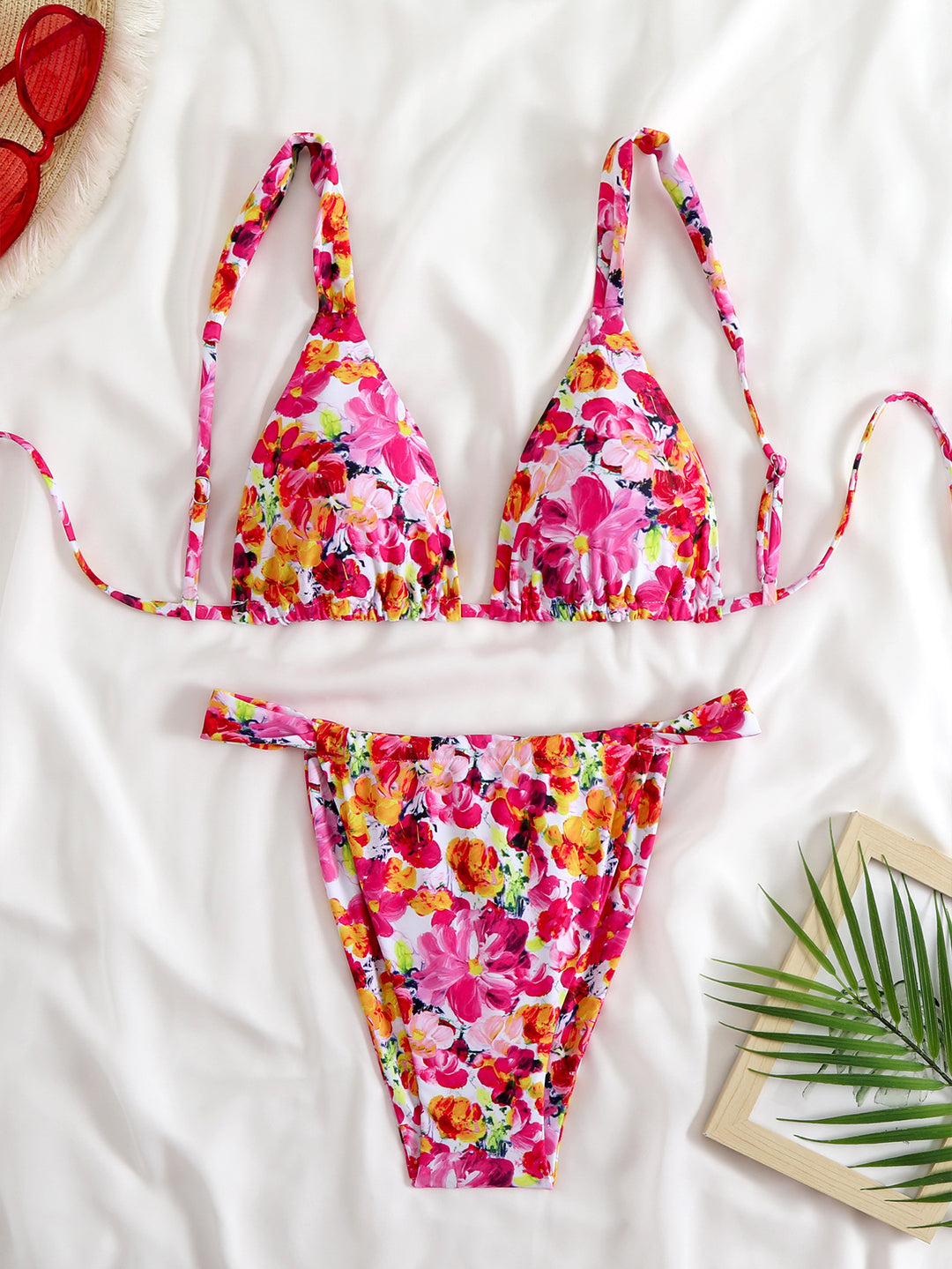Damen Triangel-Bikini-Set mit modischem Tiermuster EB