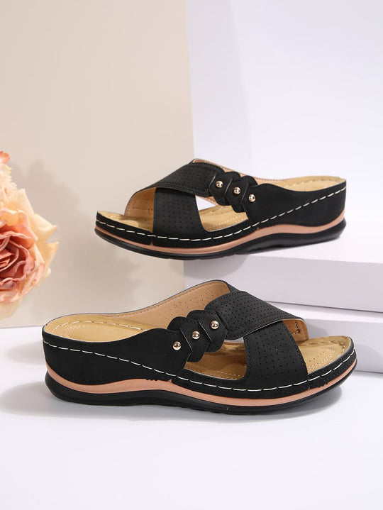 Damen bequeme Sandalen mit atmungsaktiven Schnallen und modischem Design EB