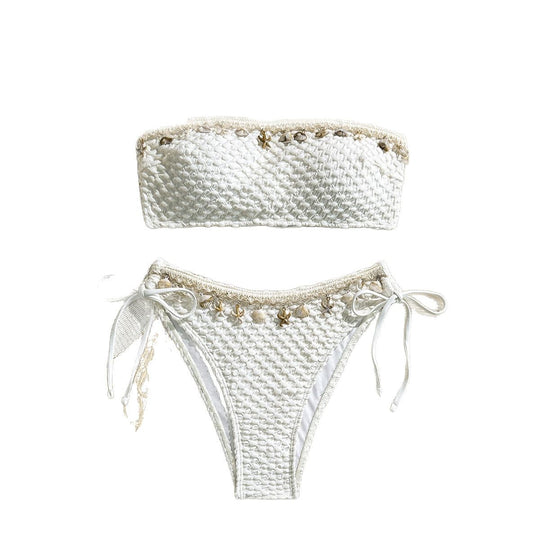 Damen Bandeau-Bikini mit edlen Muschelverzierungen EB