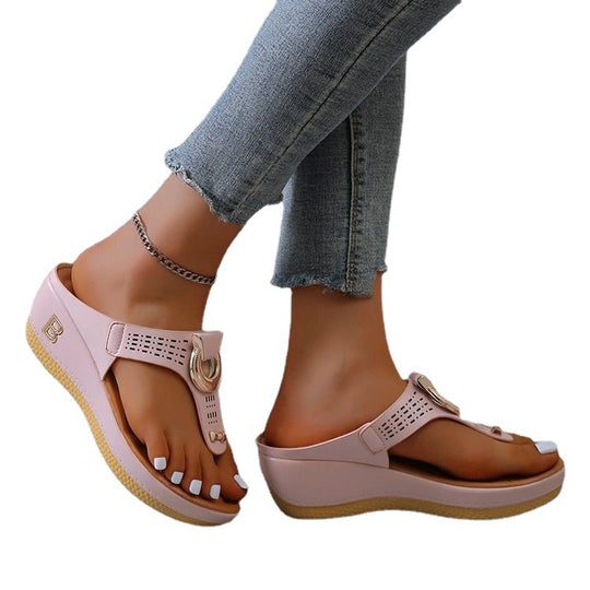 Damen Wedge-Pantoletten mit modischem Riemen und atmungsaktivem Obermaterial EB