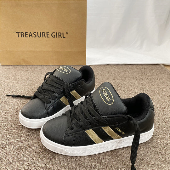 Damen Sportliche Sneakers mit modischem Lederdesign und stabiler Sohle EB
