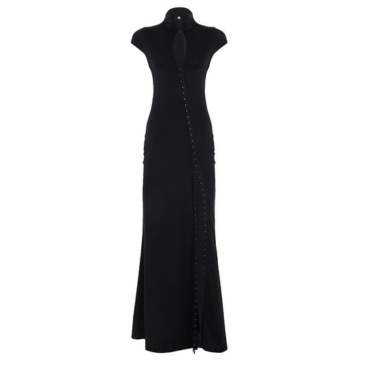 Damen Elegantes Wickelkleid mit hochgeschlossenem Kragen und schmaler Silhouette EB
