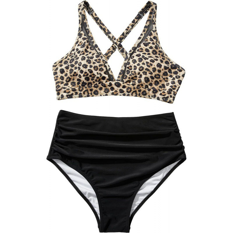 Damen Bikini-Set mit modischem Animalprint und Bicolor-Design EB