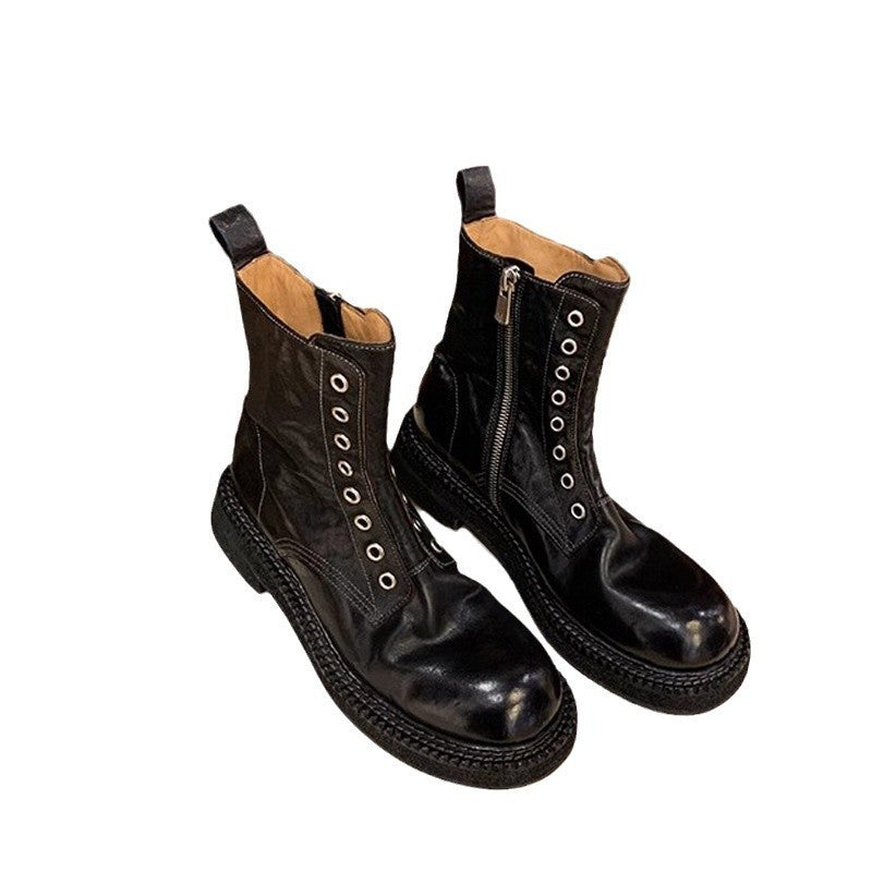 Damen Biker-Stiefel mit modischem Reißverschluss und robustem Profil EB