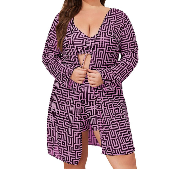 Damen Bademode-Set mit stylischem Kimono und Shorts EB