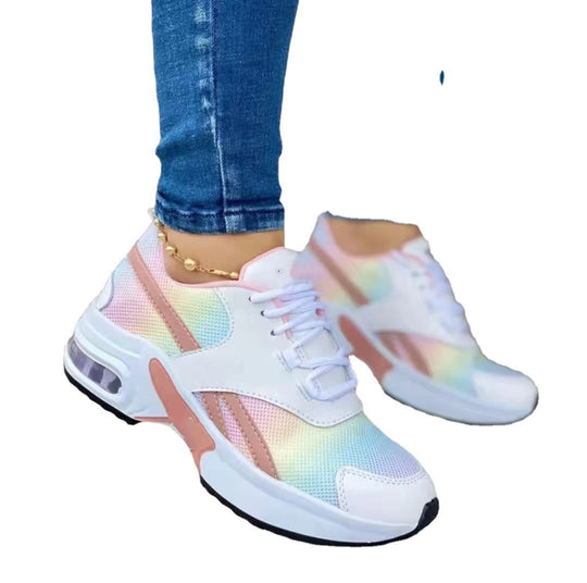 Damen nan sportliche Komfort-Sneaker mit sichtbarer Luftdämpfung, Netzgewebe und Lederoptikpaneelen EB