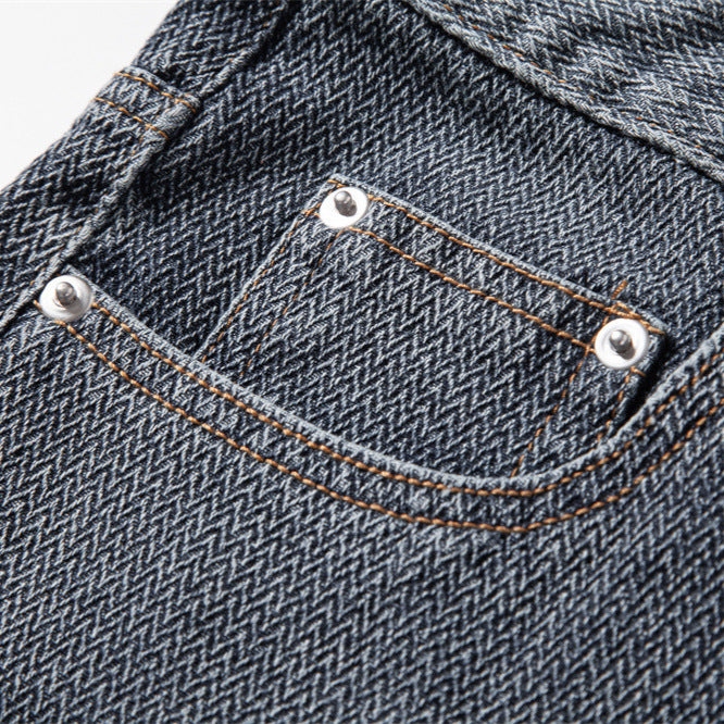 Herren nan Jeansshorts mit Umschlag, mittelhoher Bund und klassischer Taschenaufteilung EB