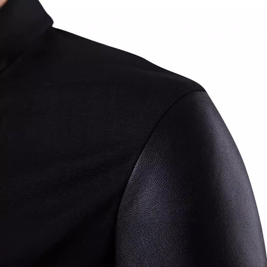 Herren Modische Jacke mit asymmetrischem Reißverschluss und kontrastierenden Ärmeln EB