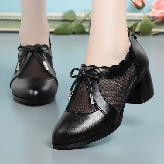 Damen elegante Pumps mit Spitze und atmungsaktivem Netz EB