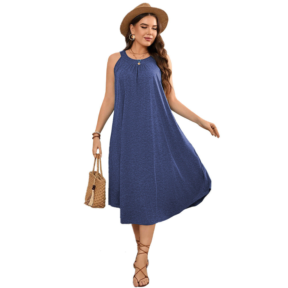 Damen lässiges A-Linien-Kleid mit großzügigem Schnitt und atmungsaktivem Material EB
