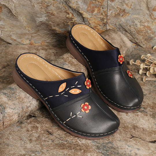 Damen Clogs mit floralem Applikationsdesign und rutschfester Sohle EB