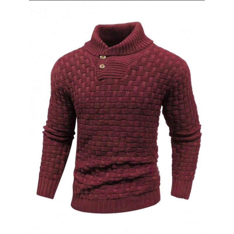 Herren Strickpullover mit Strukturiertem Muster und Modernem Stehkragen EB