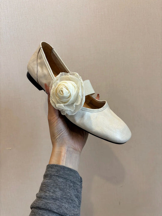 Damen Ballerinas mit floralem Dekor und elastischem Riemen EB