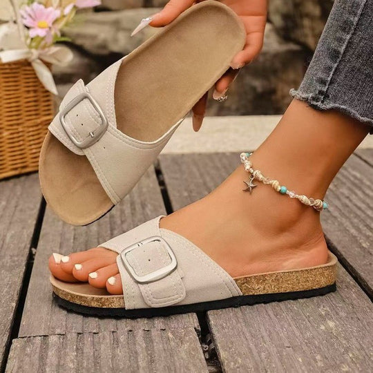 Damen komfortable Riemchensandalen mit modischem Schnallen-Design EB