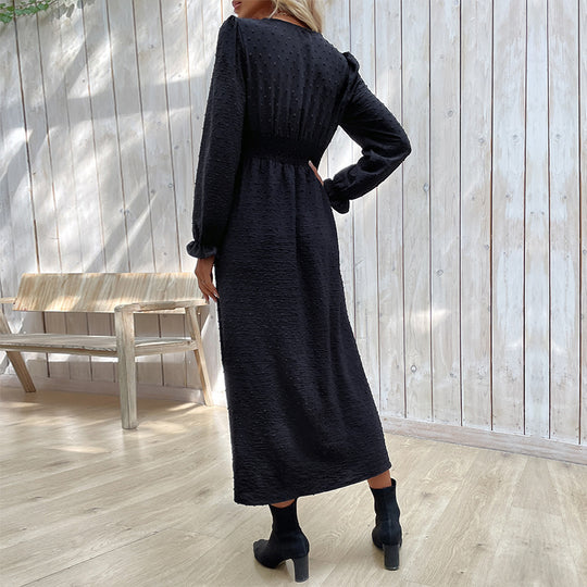 Damen Maxikleid mit elegantem V-Ausschnitt und raffiniertem Schlitz EB