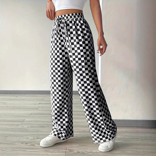 Damen Leichte Karohose im modischen Schnitt mit elastischem Bund EB
