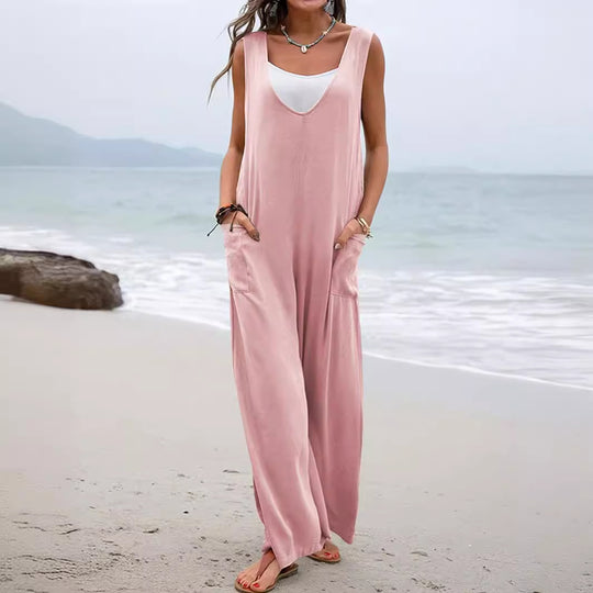 Damen Bequemer Sommeroverall mit weitem Schnitt und praktischen Taschen EB