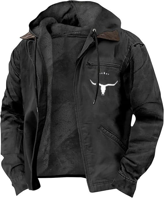 Herren nan wattierte Kapuzenjacke mit Teddyfutter und robuster Canvas-Aussenschicht EB