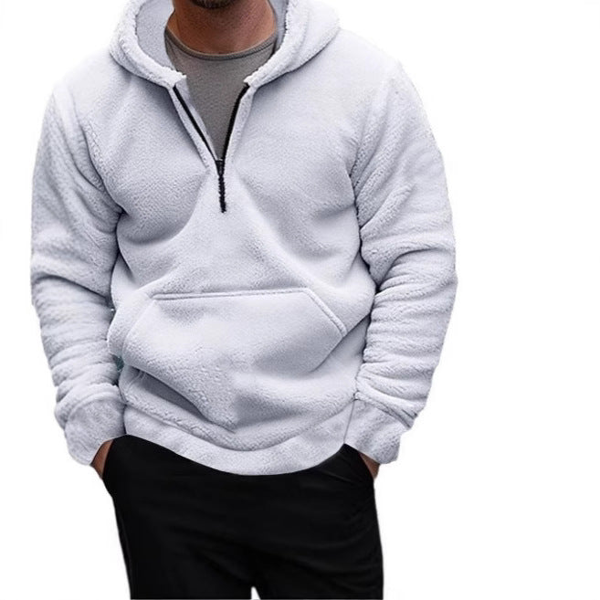 Herren Kuscheliger Fleece-Hoodie mit halblangem Reißverschluss EB