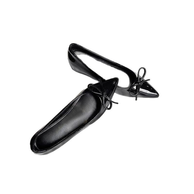 Damen elegante Ballerinas mit spitzem Design und Schleifenverzierung EB