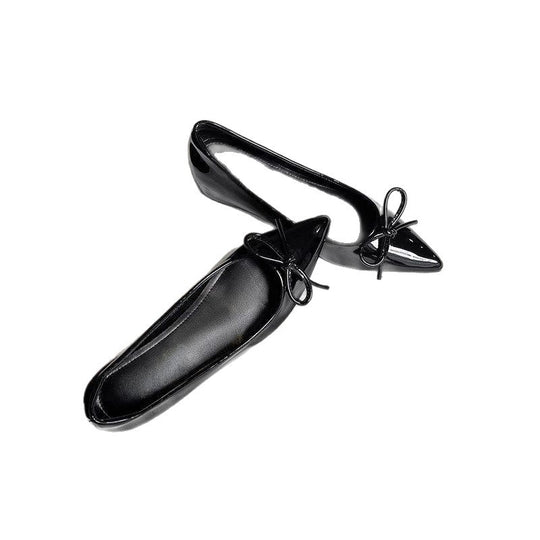 Damen elegante Ballerinas mit spitzem Design und Schleifenverzierung EB