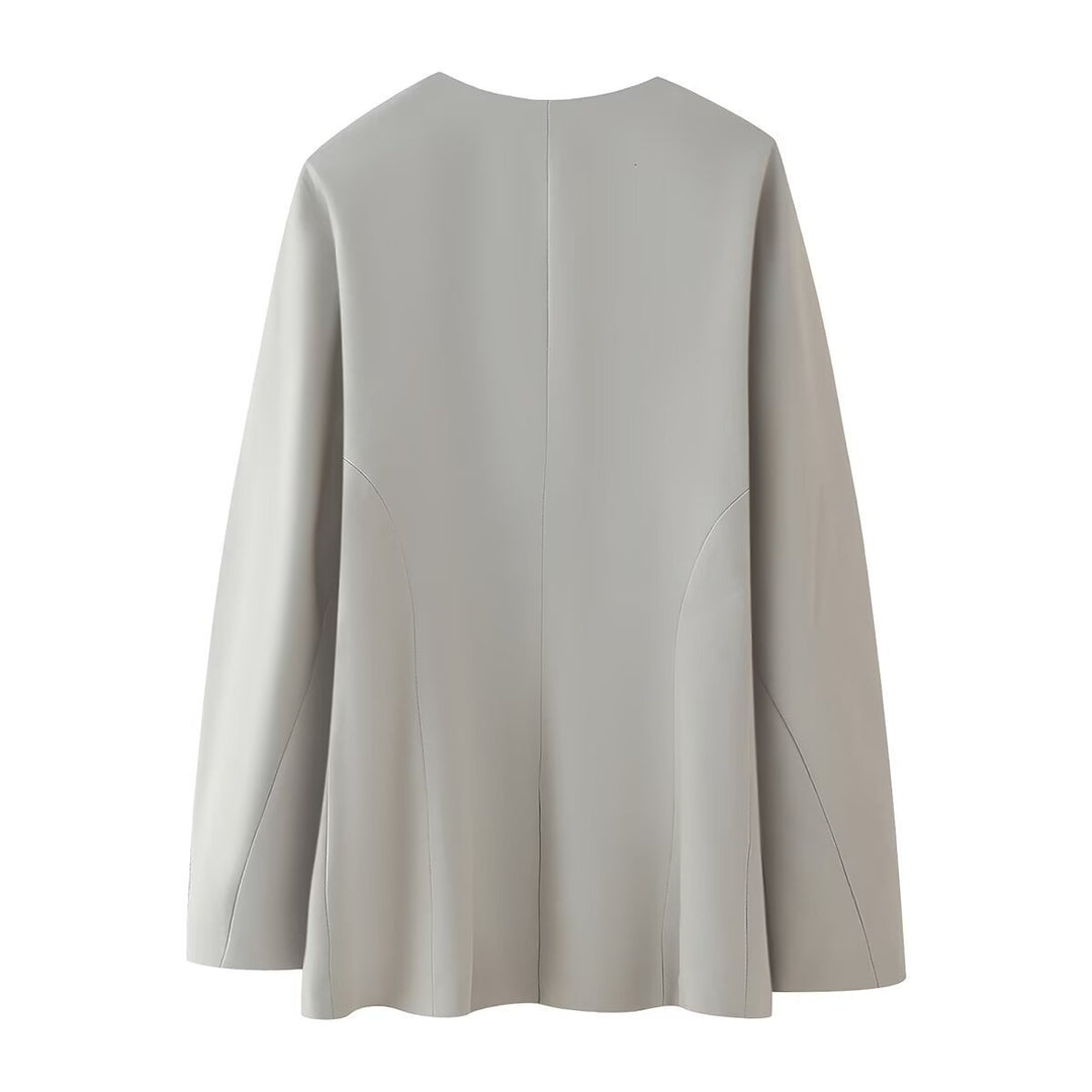 Damen modische Jacke mit minimalistischer Schnittführung und seitlichen Taschen EB