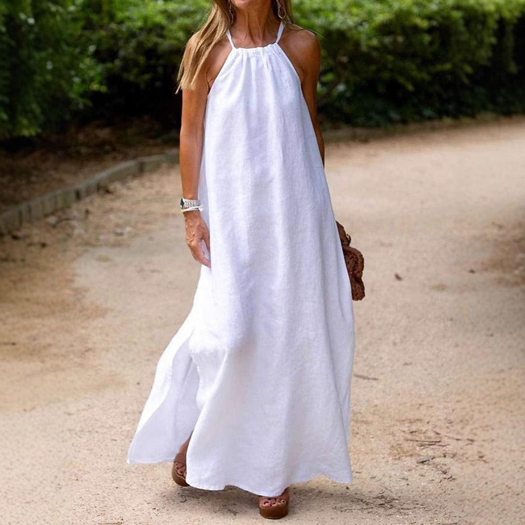 Damen Maxikleid mit Spaghettiträgern und elegantem fließendem Schnitt EB