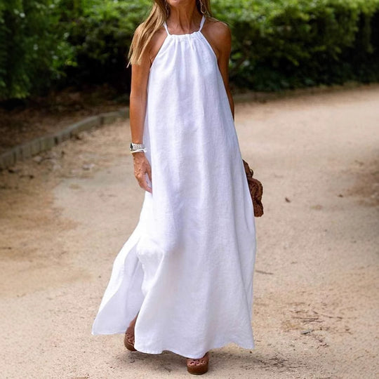 Damen Maxikleid mit Spaghettiträgern und elegantem fließendem Schnitt EB