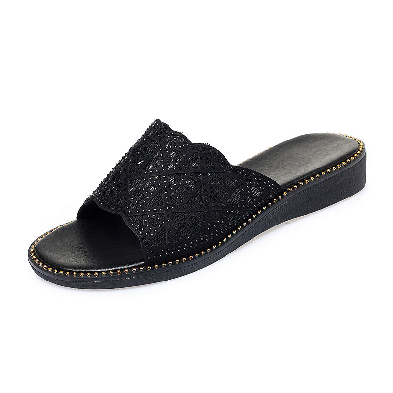 Damen Bequeme und elegante Slipper mit dekorativem Laser-Cut EB