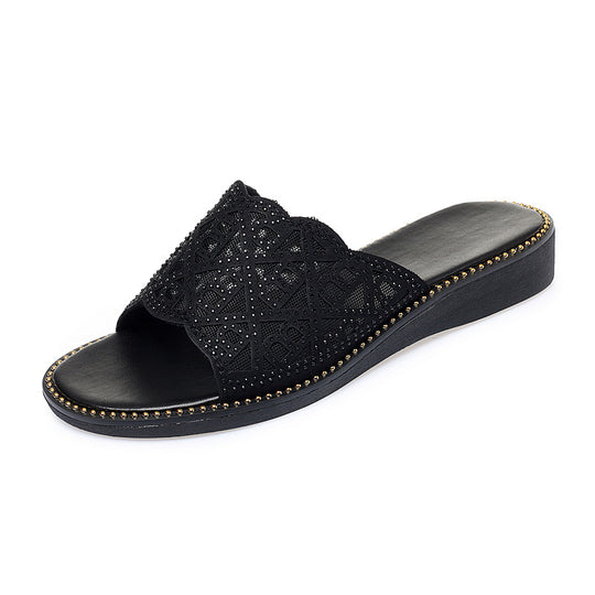 Damen Bequeme und elegante Slipper mit dekorativem Laser-Cut EB