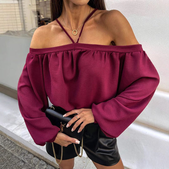 Damen Off-Shoulder Leopardenmuster Bluse EB