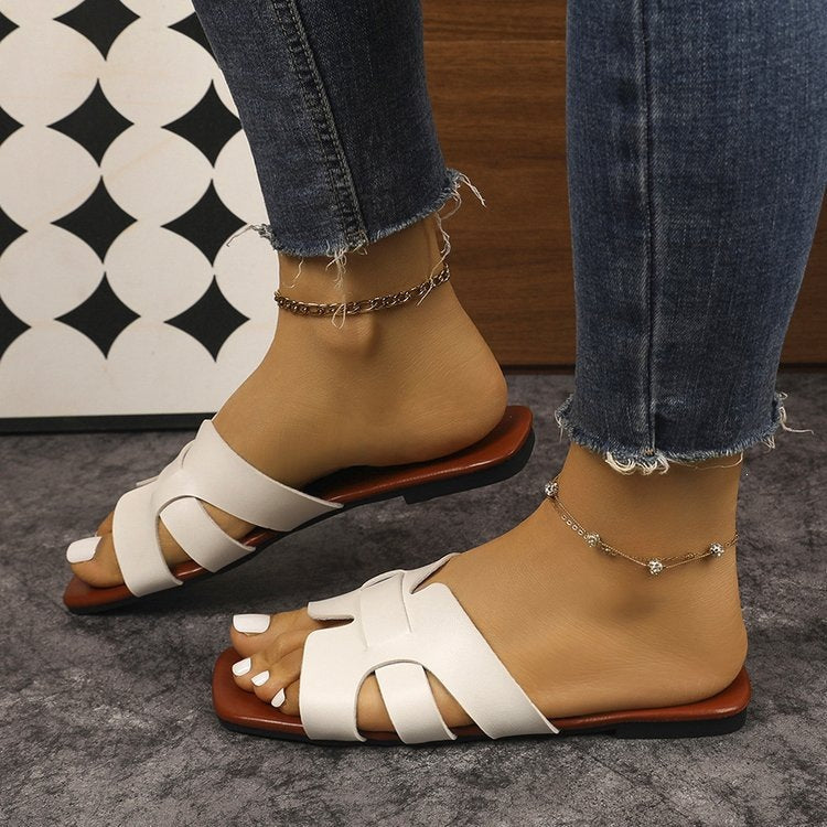Damen Flache Riemchensandalen aus hochwertigem Leder EB