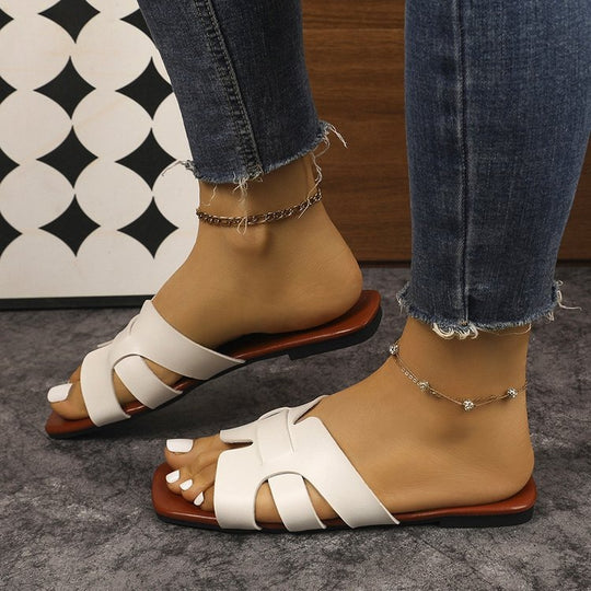 Damen Flache Riemchensandalen aus hochwertigem Leder EB